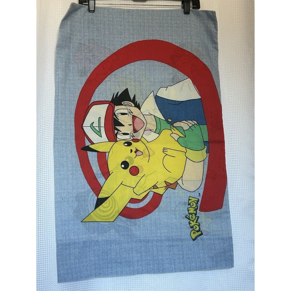 Pokemon Blue Pillow Cases 2 Vintage 1990s Nintendo Pikachu Ash Blue 2-Sided